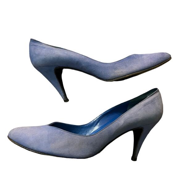 Stuart Weitzman For Mr. Seymour Blue Slip On Heels Size 7 - Picture 5 of 8